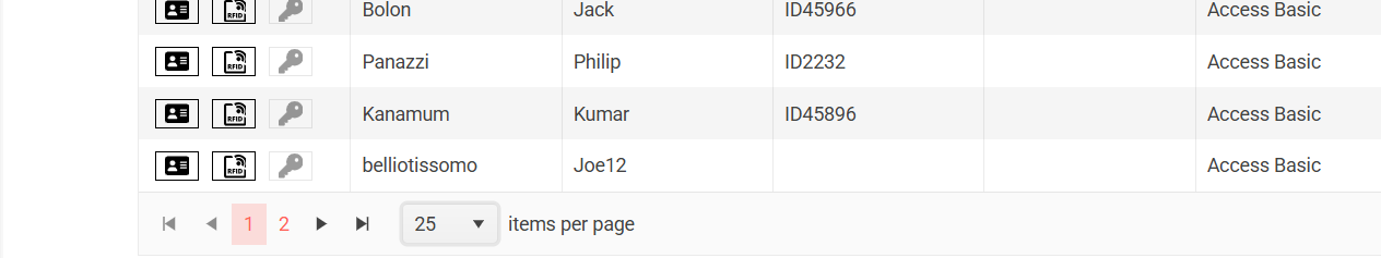 People page record-count and pagination controls