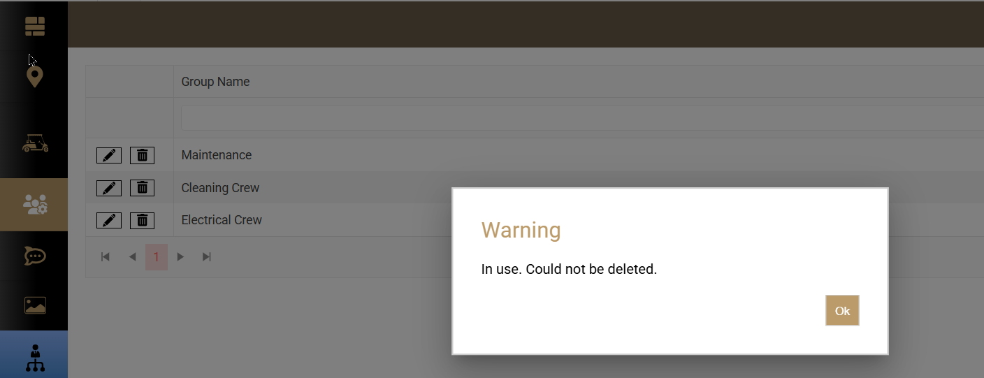 Warning when deleting an assigned group