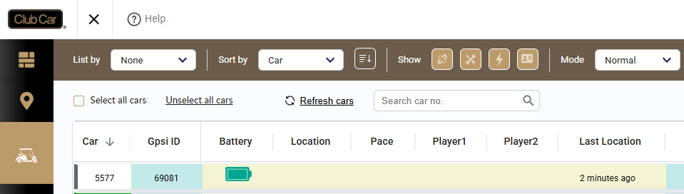 Fleet page opened from Car Round Status