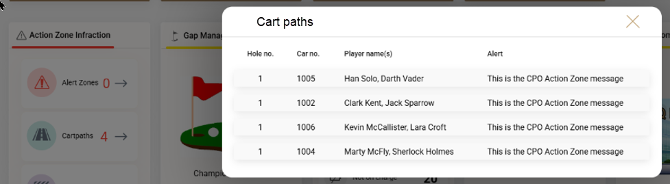 Car Path infraction details