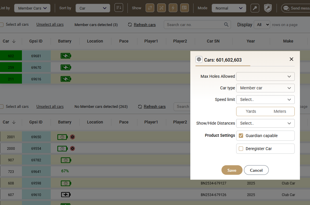 Member Cars included in bulk vehicle settings