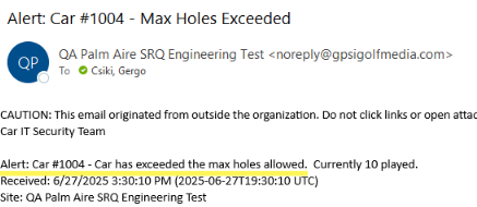 Maximum holes exceeded notification