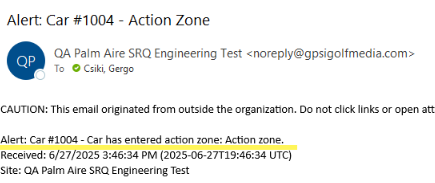Member enters an Action Zone notification