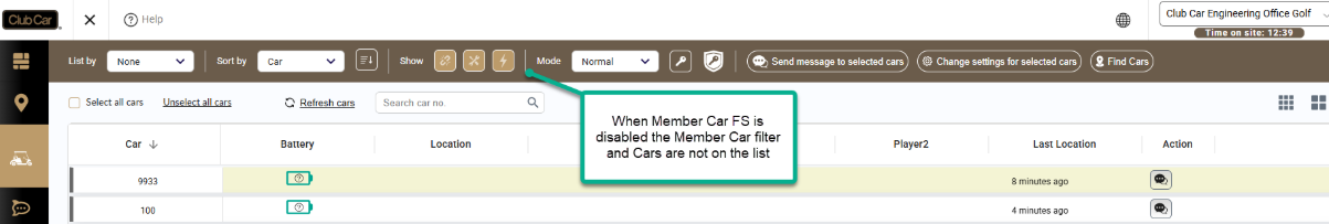 Show and Hide Distances settings for Member Cars